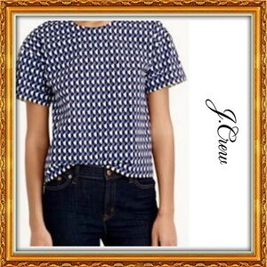 J. Crew Blue and White Patterned Short Sleeve Top